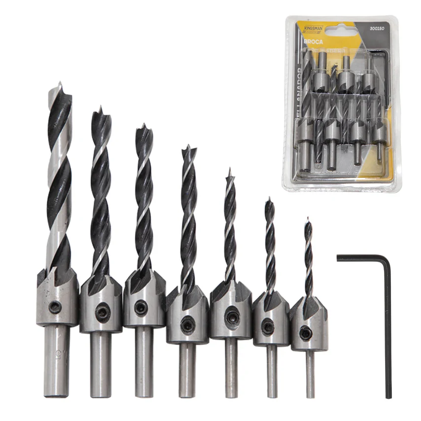 [TES-0128] Broca madera  c/avellanador 7 pzs 300150 Kingsman