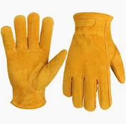 [TES-0173] Guantes de carnaza cortos amarillo Folong