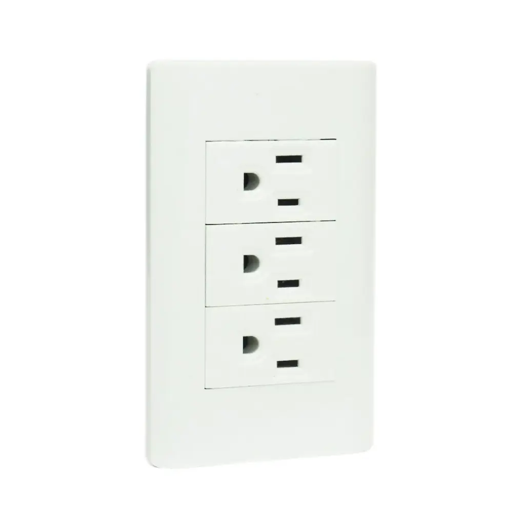 [TES-0181] Placa Lucek c/3 contactos blanco